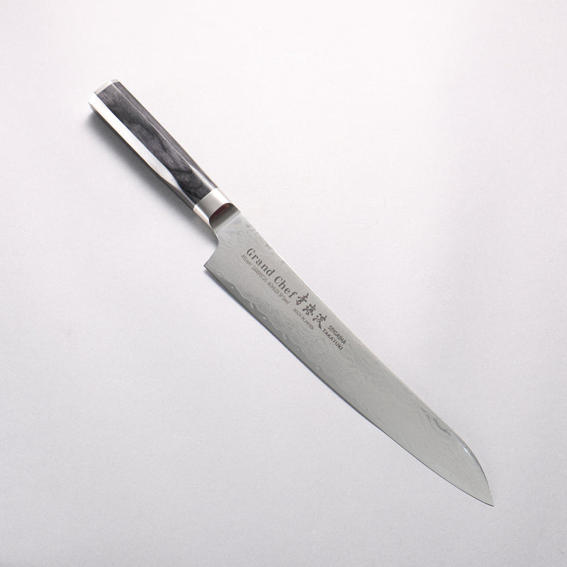Sakai Takayuki Seigaiha (Blue Ocean Wave) Böhler SP Steel 45 Layer Damascus Migaki Finished Sujihiki 240mm Black Pakka wood Handle - Japannywholesale