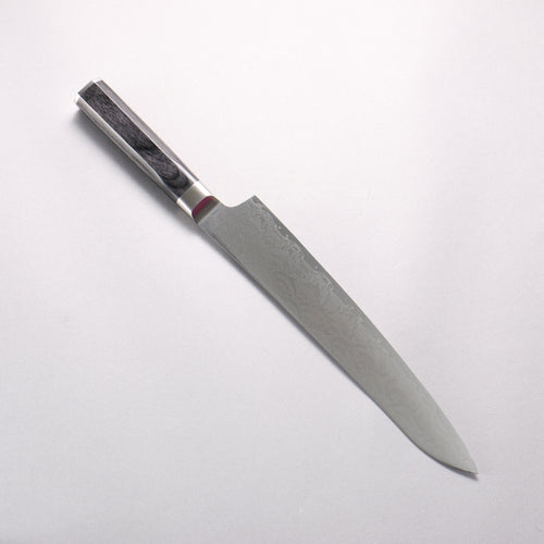 Sakai Takayuki Seigaiha (Blue Ocean Wave) Böhler SP Steel 45 Layer Damascus Migaki Finished Sujihiki 240mm Black Pakka wood Handle - Japannywholesale