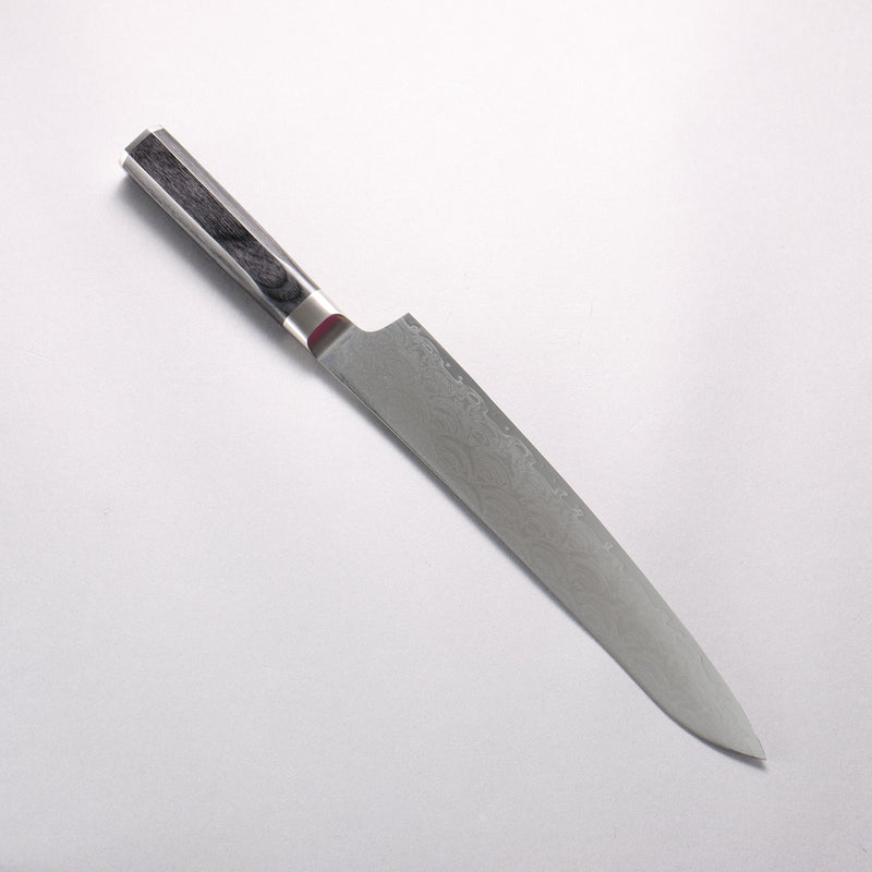 Sakai Takayuki Seigaiha (Blue Ocean Wave) Böhler SP Steel 45 Layer Damascus Migaki Finished Sujihiki 240mm Black Pakka wood Handle - Japannywholesale