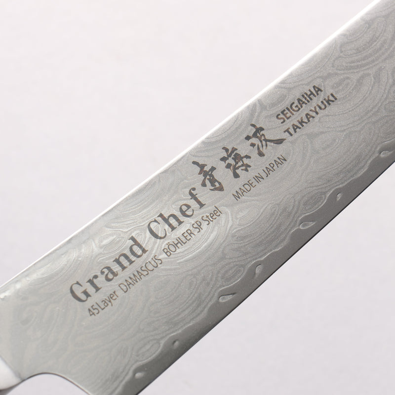 Sakai Takayuki Seigaiha (Blue Ocean Wave) Böhler SP Steel 45 Layer Damascus Migaki Finished Sujihiki 240mm Black Pakka wood Handle - Japannywholesale
