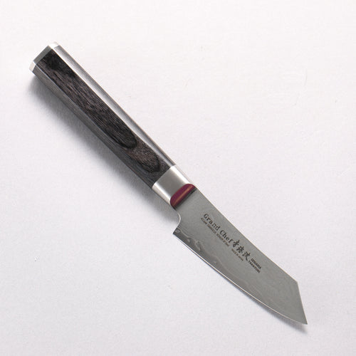 Sakai Takayuki Seigaiha (Blue Ocean Wave) Böhler SP Steel 45 Layer Damascus Migaki Finished Kengata Paring 80mm Black Pakka wood Handle - Japannywholesale