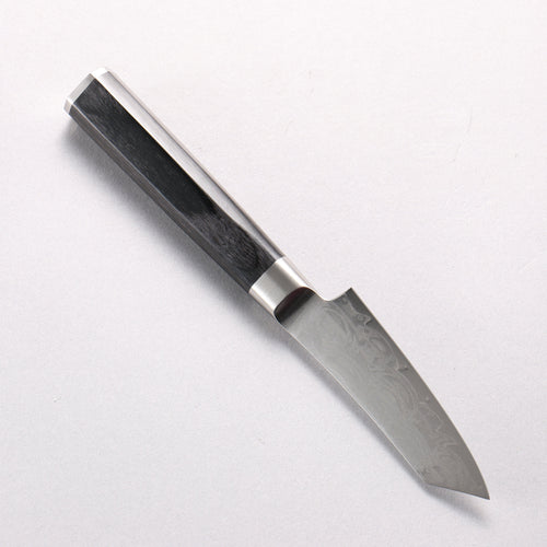 Sakai Takayuki Seigaiha (Blue Ocean Wave) Böhler SP Steel 45 Layer Damascus Migaki Finished Kengata Paring 80mm Black Pakka wood Handle - Japannywholesale