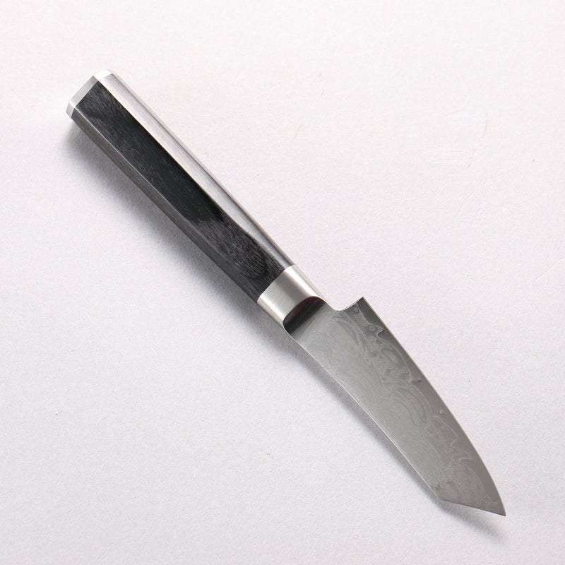 Sakai Takayuki Seigaiha (Blue Ocean Wave) Böhler SP Steel 45 Layer Damascus Migaki Finished Kengata Paring 80mm Black Pakka wood Handle - Japannywholesale