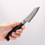 Sakai Takayuki Seigaiha (Blue Ocean Wave) Böhler SP Steel 45 Layer Damascus Migaki Finished Kengata Paring 80mm Black Pakka wood Handle - Japannywholesale
