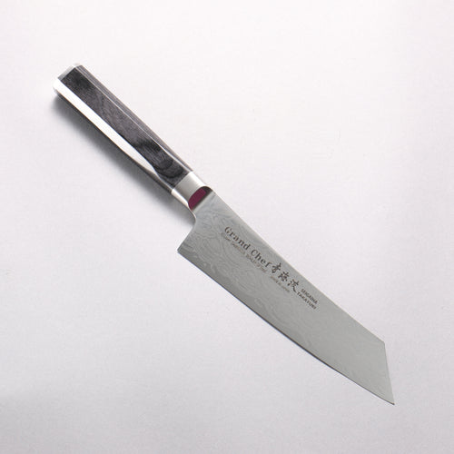 Sakai Takayuki Seigaiha (Blue Ocean Wave) Böhler SP Steel 45 Layer Damascus Migaki Finished Kengata Santoku 160mm Black Pakka wood Handle - Japannywholesale