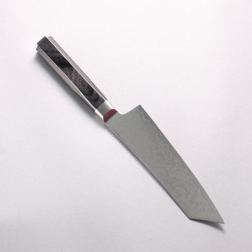 Sakai Takayuki Seigaiha (Blue Ocean Wave) Böhler SP Steel 45 Layer Damascus Migaki Finished Kengata Santoku 160mm Black Pakka wood Handle - Japannywholesale