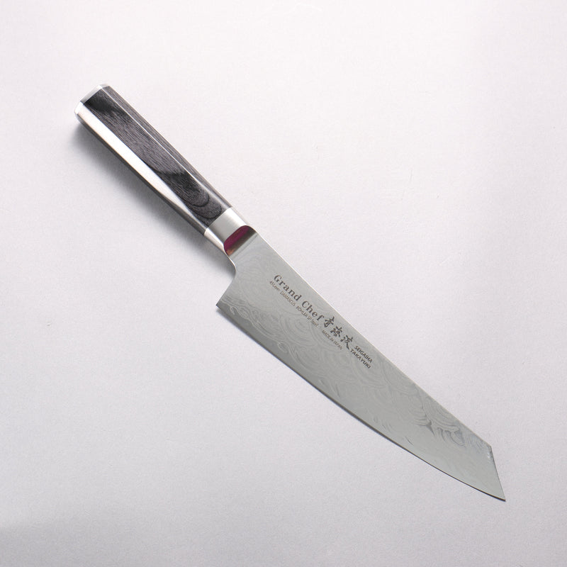 Sakai Takayuki Seigaiha (Blue Ocean Wave) Böhler SP Steel 45 Layer Damascus Migaki Finished Kengata Gyuto 190mm Black Pakka wood Handle - Japannywholesale