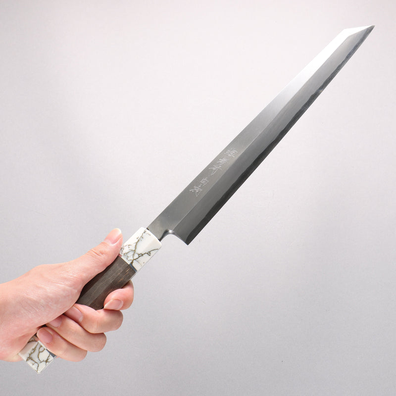 Sakai Takayuki Byakko White Steel No.1 Kiritsuke Yanagiba  300mm Stabilized wood Handle with Sheath