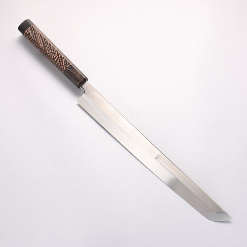 Sakai Takayuki Water Quenching Honyaki White Steel No.2 Mirrored Finish Sakimaru Yanagiba 300mm Wenge with Double Water Buffalo Ring Handle with Sheath - Japannywholesale