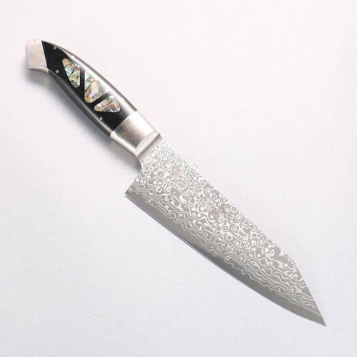 Kajin ZDP189 Damascus Migaki Finished Kiritsuke Santoku  165mm Abalone Inlay Handle 