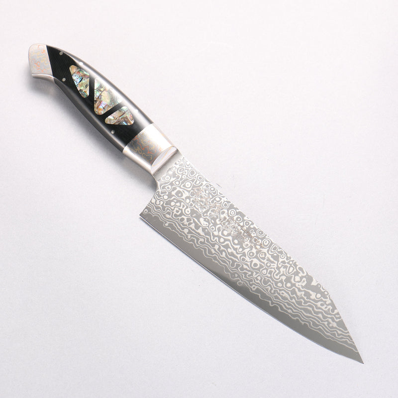 Kajin ZDP189 Damascus Migaki Finished Kiritsuke Santoku  165mm Abalone Inlay Handle 