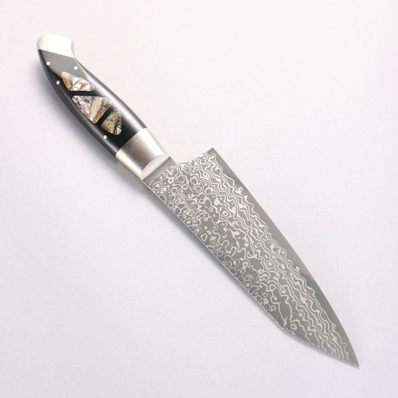 Kajin ZDP189 Damascus Migaki Finished Kiritsuke Santoku  165mm Abalone Inlay Handle 