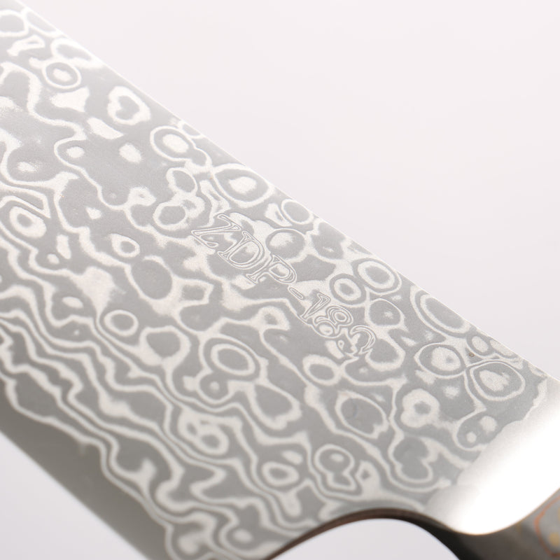Kajin ZDP189 Damascus Migaki Finished Kiritsuke Santoku  165mm Abalone Inlay Handle 