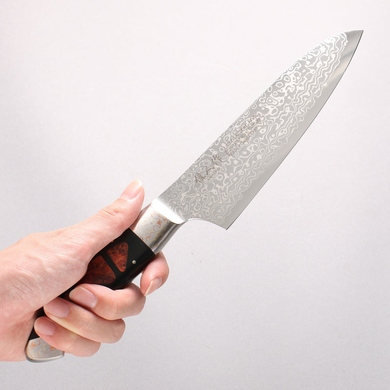 Kajin ZDP189 Damascus Migaki Finished Santoku  165mm Abalone Inlay Handle