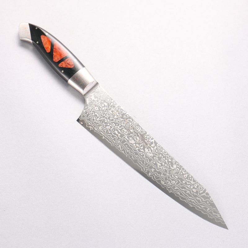 Kajin ZDP189 Damascus Migaki Finished Kiritsuke Gyuto  210mm Chinese Quince Burl Inlay Handle