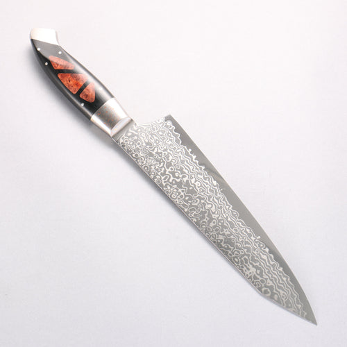 Kajin ZDP189 Damascus Migaki Finished Kiritsuke Gyuto  210mm Chinese Quince Burl Inlay Handle