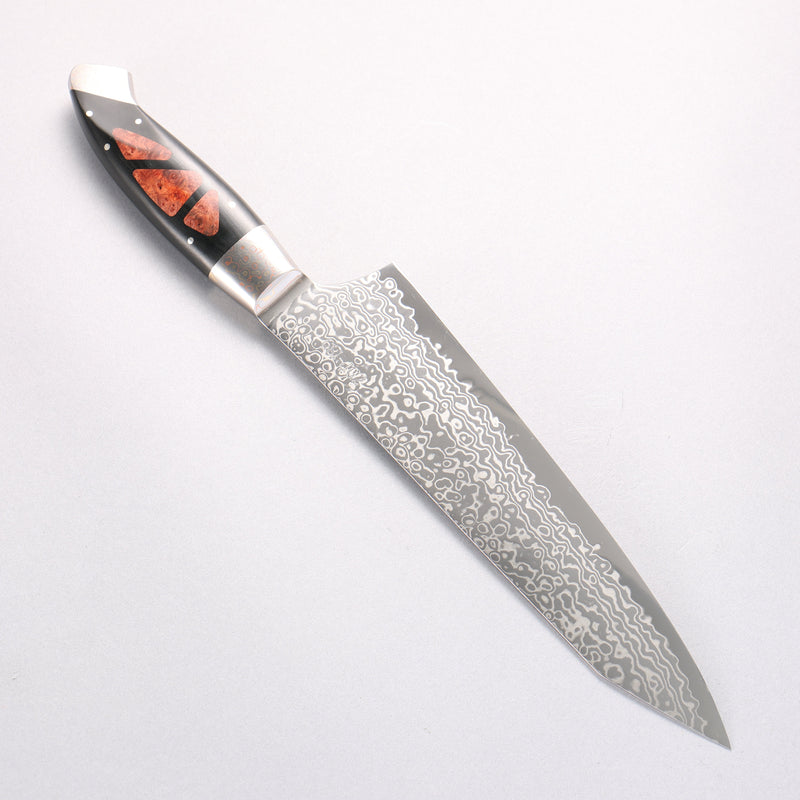 Kajin ZDP189 Damascus Migaki Finished Kiritsuke Gyuto  210mm Chinese Quince Burl Inlay Handle