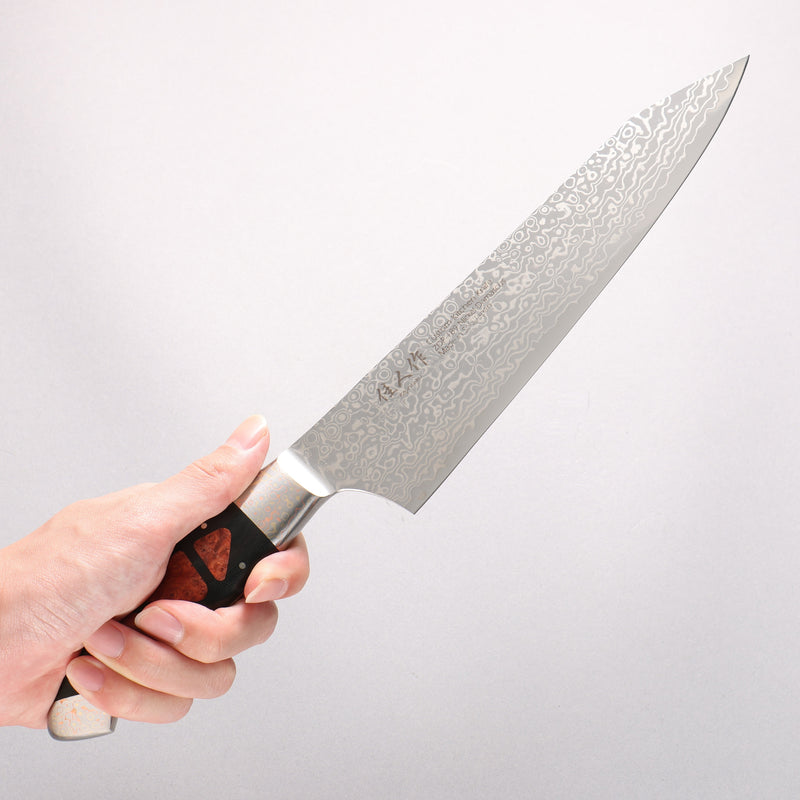 Kajin ZDP189 Damascus Migaki Finished Kiritsuke Gyuto  210mm Chinese Quince Burl Inlay Handle