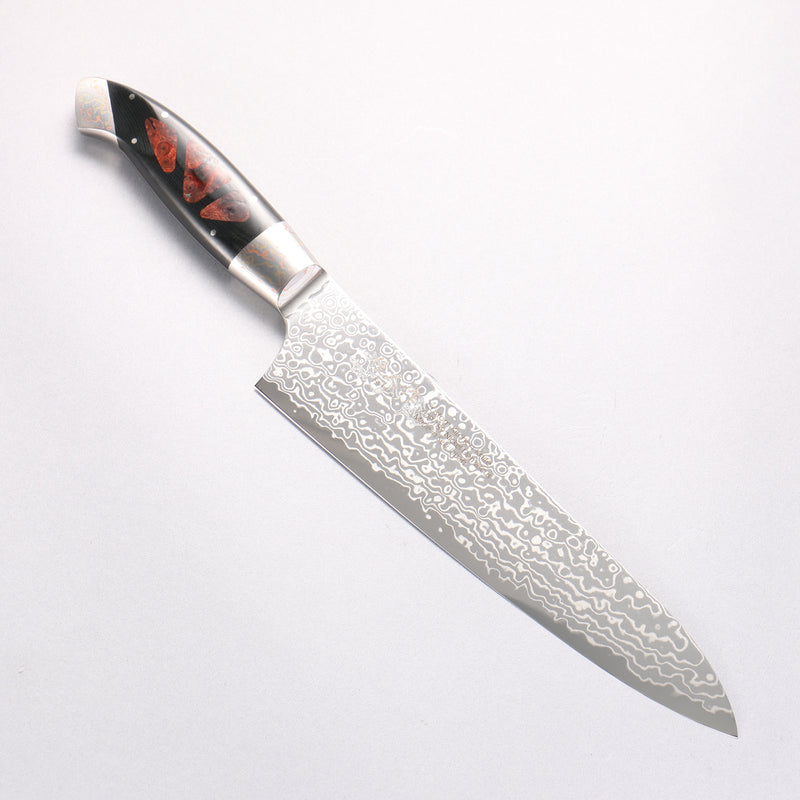 Kajin ZDP189 Damascus Migaki Finished Gyuto  210mm Chinese Quince Burl Inlay Handle