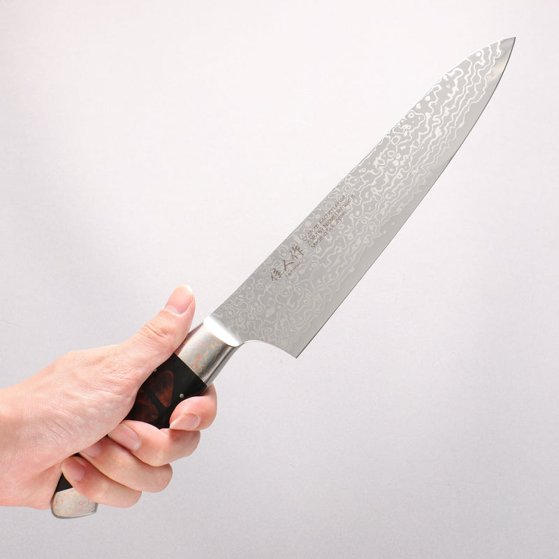 Kajin ZDP189 Damascus Migaki Finished Gyuto  210mm Chinese Quince Burl Inlay Handle