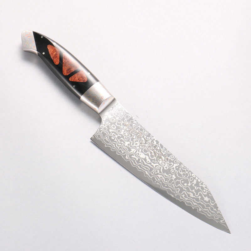 Kajin ZDP189 Damascus Migaki Finished Kiritsuke Santoku  165mm Chinese Quince Burl Inlay Handle
