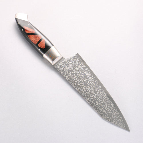 Kajin ZDP189 Damascus Migaki Finished Kiritsuke Santoku  165mm Chinese Quince Burl Inlay Handle