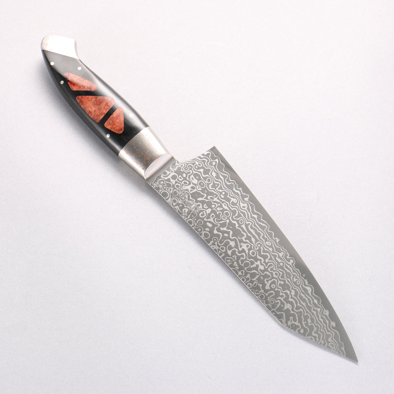 Kajin ZDP189 Damascus Migaki Finished Kiritsuke Santoku  165mm Chinese Quince Burl Inlay Handle