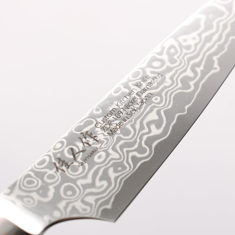 Kajin ZDP189 Damascus Migaki Finished Petty-Utility  95mm Chinese Quince Burl Inlay Handle