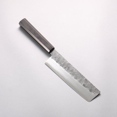 Seisuke Silver Steel No.3 Nashiji Nakiri  165mm Ebony Wood Handle 