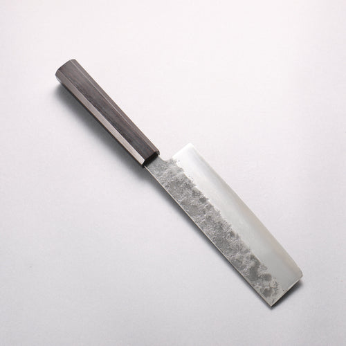 Seisuke Silver Steel No.3 Nashiji Nakiri  165mm Ebony Wood Handle 