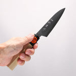 Shigeki Tanaka Blue Steel No.2 Damascus Petty-Utility  120mm Magnolia  (Ferrule: Water Buffalo Horn) Handle 