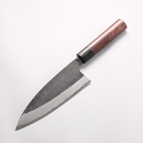 Nao Yamamoto White Steel No.2 Kurouchi Double-sided Deba  165mm Rosewood (Ferrule: Black Pakka Wood) Handle 