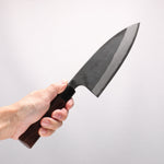 Nao Yamamoto White Steel No.2 Kurouchi Double-sided Deba  165mm Rosewood (Ferrule: Black Pakka Wood) Handle 