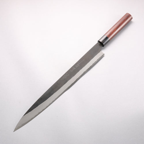 Nao Yamamoto White Steel No.1 Kurouchi Sujihiki 330mm Rosewood (Ferrule: Black Pakka Wood) Handle - Japannywholesale