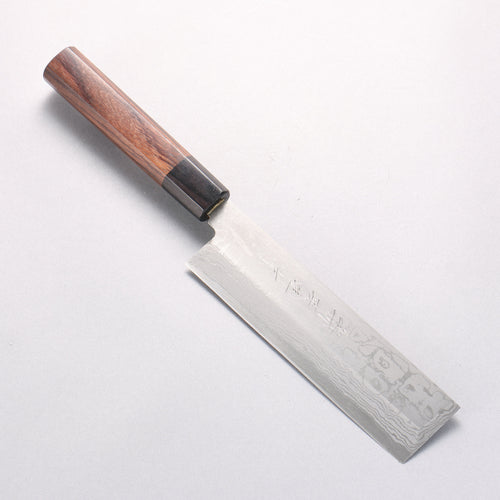 Hideo Kitaoka White Steel No.2 Damascus Kakugata Usuba 165mm Shitan Handle - Japannywholesale