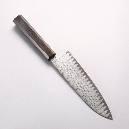 Kanjyo VG10 Damascus Ladder Pattern Santoku 180mm Ebony Wood Handle