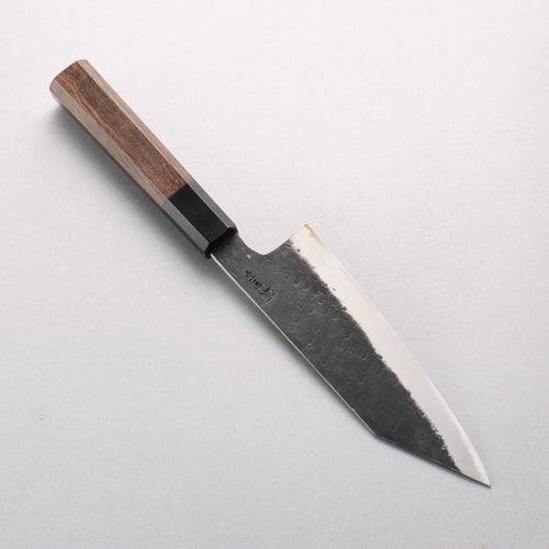 Shigeki Tanaka TEKKA Blue Steel No.2 Kurouchi Hammered(square) Kiritsuke Santoku 165mm Walnut Handle - Japannywholesale