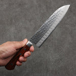 Seisuke VG10 Hammered Ribbed Santoku  180mm Mahogany Handle - Japannywholesale