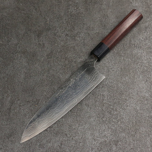 Nao Yamamoto SG2 Damascus Migaki Finished Gyuto  180mm Rosewood (Ferrule: Black Pakka Wood) Handle - Japannywholesale