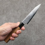 Seisuke VG10 Damascus Kiritsuke Petty-Utility  120mm Teak (ferrule: Black Plastic) Handle - Japannywholesale