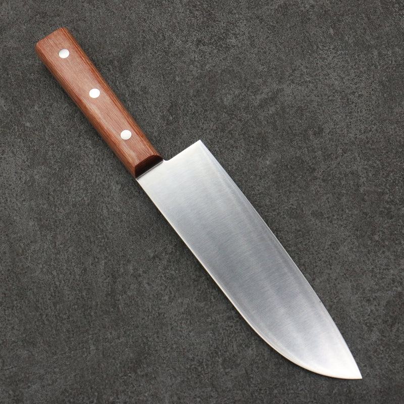 Sakai Ichiji 808 steel Clamshell Shaped Profile Santoku  180mm Light Brown Pakka wood Handle - Japannywholesale