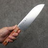Sakai Ichiji 808 steel Clamshell Shaped Profile Santoku  180mm Light Brown Pakka wood Handle - Japannywholesale