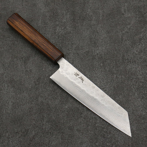 Seisuke Stainless Steel 440C Hammered Damascus Bunka  170mm Oak Handle - Japannywholesale