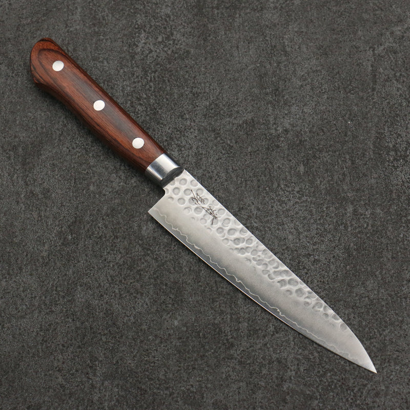 Seisuke Swedish Steel-stn Hammered Petty-Utility  135mm Mahogany Handle - Japannywholesale