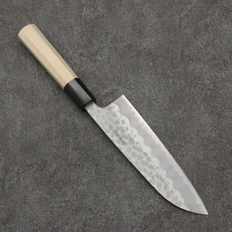 Oul White Steel No.2 Hammered Santoku  165mm Magnolia Handle - Japannywholesale