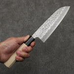 Oul White Steel No.2 Hammered Santoku  165mm Magnolia Handle - Japannywholesale