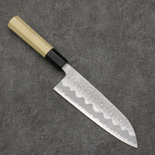 Oul Blue Super Hammered Santoku  165mm Magnolia Handle - Japannywholesale