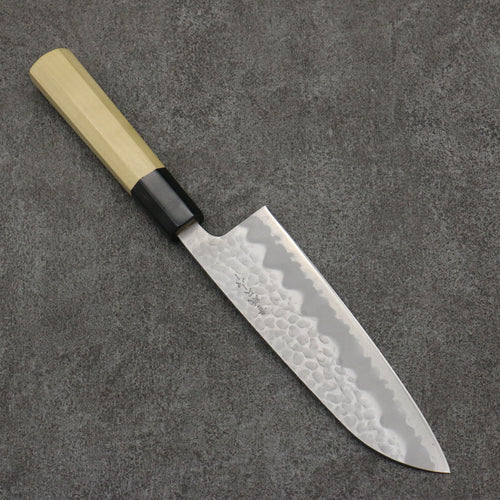 Oul Blue Super Hammered Santoku  165mm Magnolia Handle - Japannywholesale