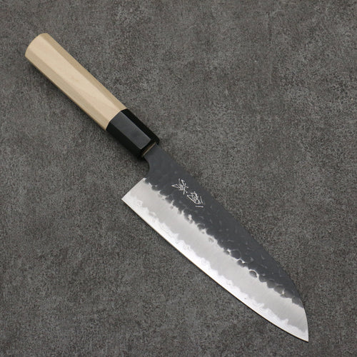 Oul Blue Super Hammered Black Finished Santoku  165mm Magnolia Handle - Japannywholesale