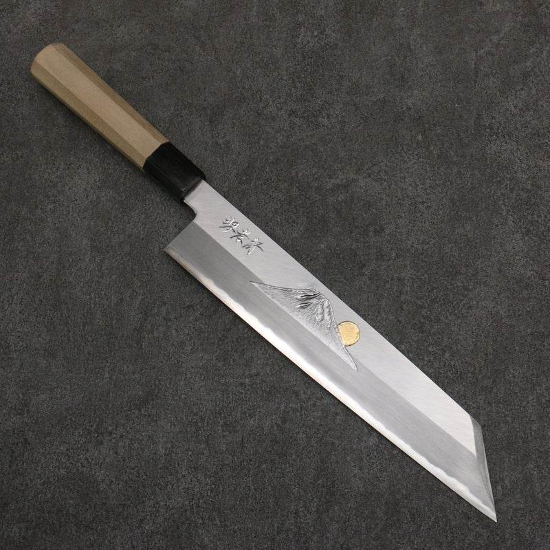 Sakai Takayuki Gold Filled Engraving by Kubota Fuji and Sunset Blue Steel No.2 Kiritsuke Gyuto  270mm Magnolia  (Ferrule: Water Buffalo Horn) Handle - Japannywholesale